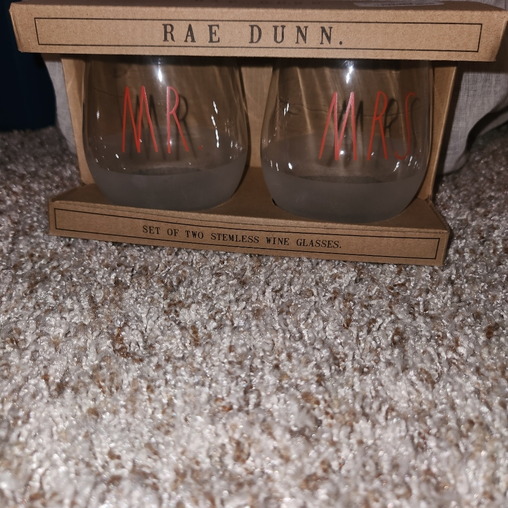 Rae Dunn Stemless Wine Glasses
